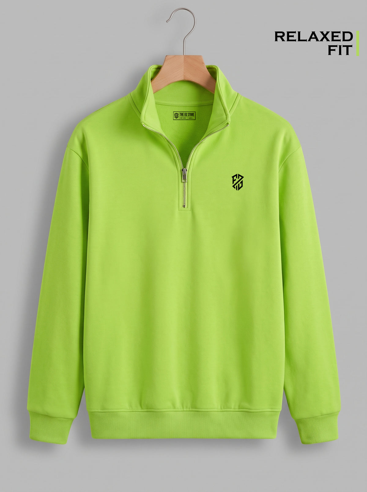 Men's Neon Green Quarter Zip Sweatshirt