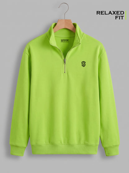 Men's Neon Green Quarter Zip Sweatshirt