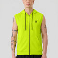 Men's Neon Green Sleeveless Zip-Up Hoodie | Casual Gym & Sportswear Vest