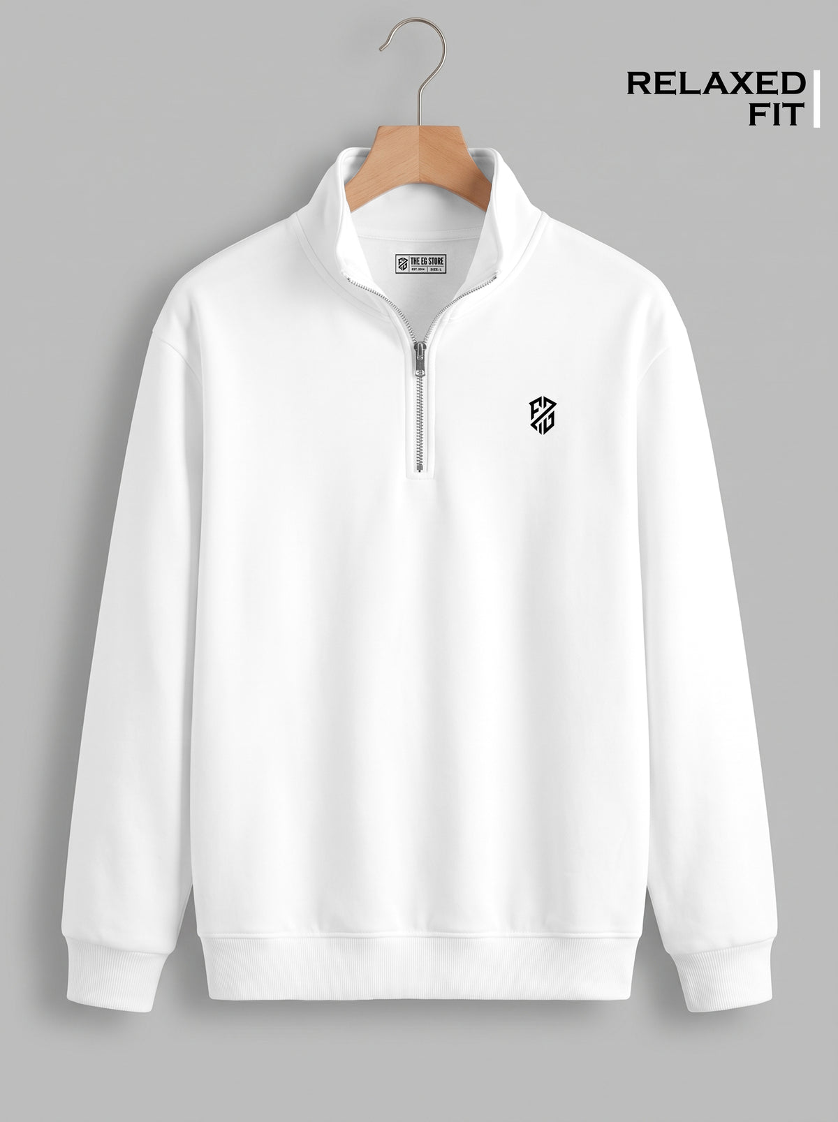Men's White Quarter Zip Sweatshirt