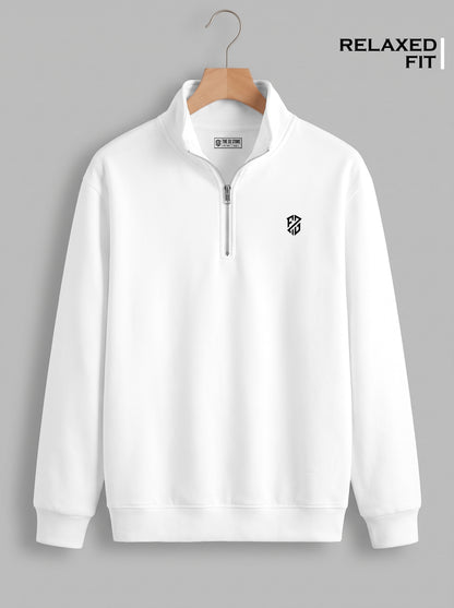 Men's White Quarter Zip Sweatshirt