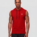 Men's Athletic Sleeveless Hoodie – Slim Fit Gym Tank Top (Crimson Red)