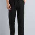 Men's Solid Black Casual Cotton Linen Trousers with Drawstring