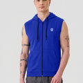 Men's Royal Blue Sleeveless Zip-Up Hoodie | Casual Gym & Sportswear Vest