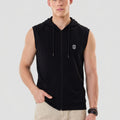 Men's Black Sleeveless Zip-Up Hoodie | Casual Gym & Sportswear Vest