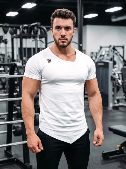 Men's White Muscle-Fit Gym T-Shirt