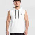 Men's Premium White Sleeveless Hooded T-Shirt | Classic Fit Gym & Streetwear Vest
