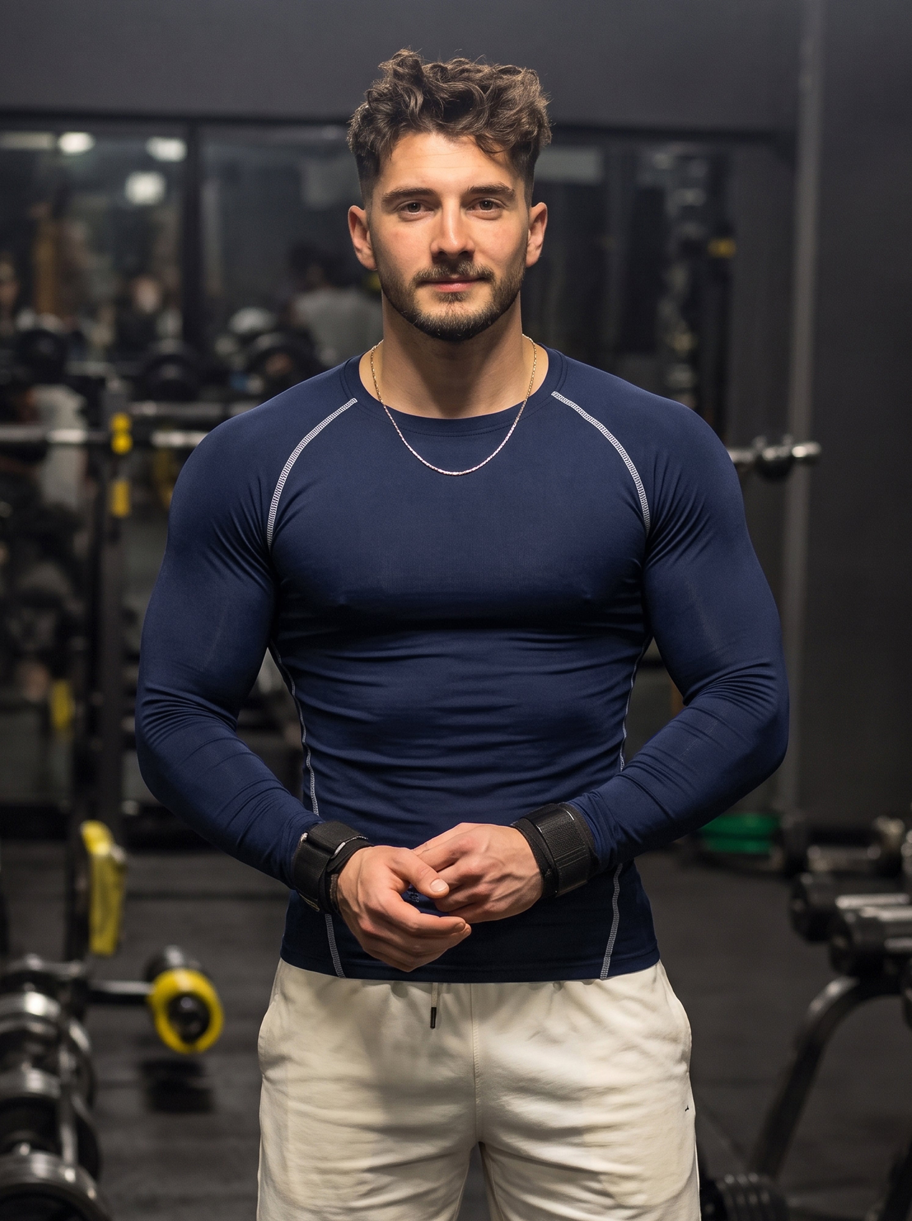 Men’s Performance Long Sleeve Gym T-Shirt – Navy Blue