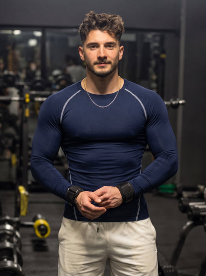 Men’s Performance Long Sleeve Gym T-Shirt – Navy Blue