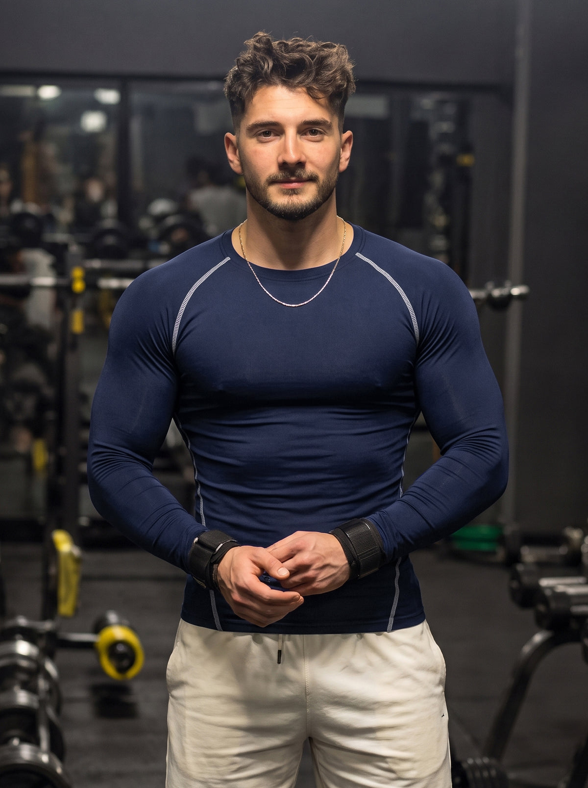 Men’s Performance Long Sleeve Gym T-Shirt – Navy Blue