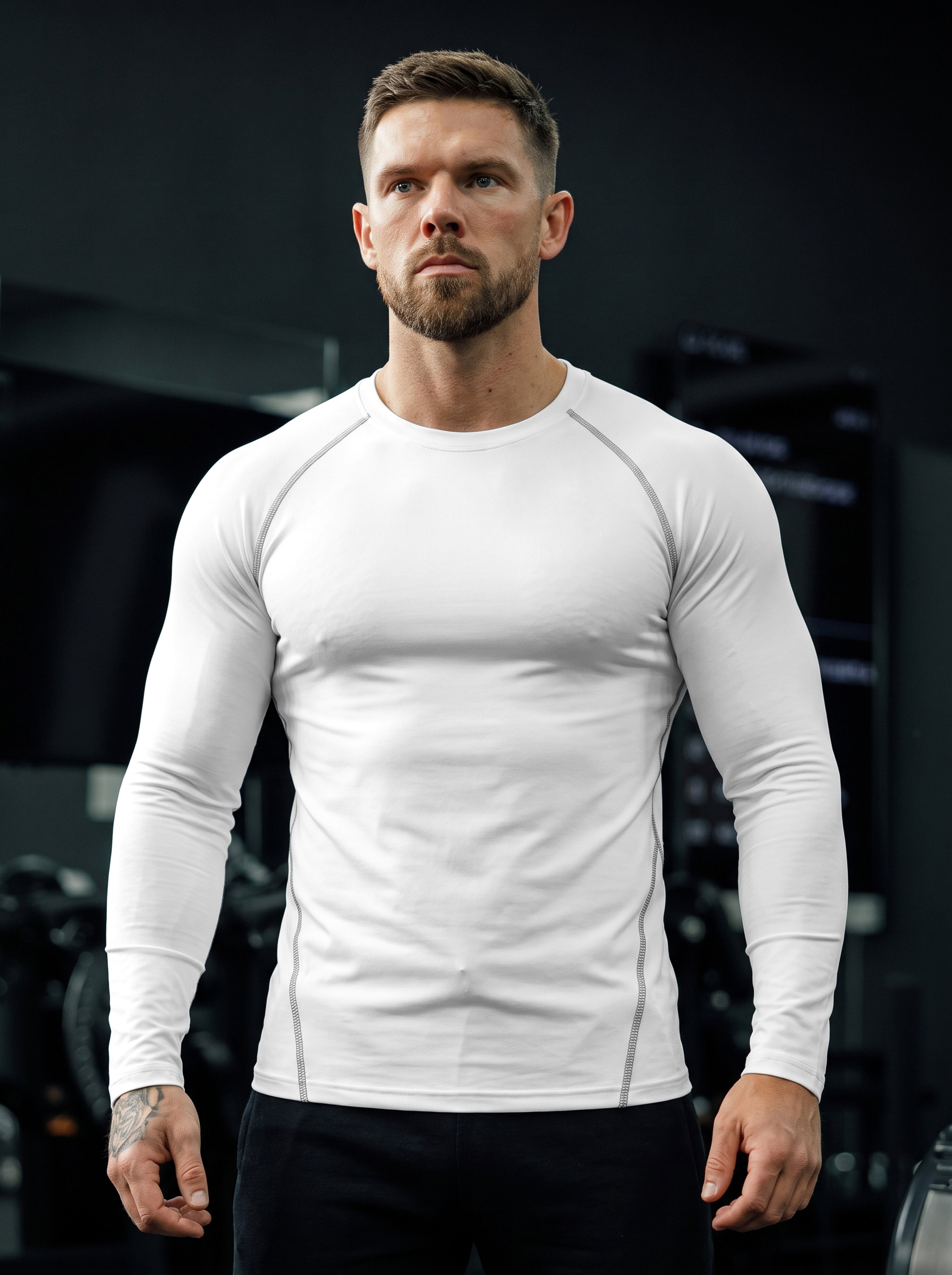 Men’s Performance Long Sleeve Compression T-Shirt – White