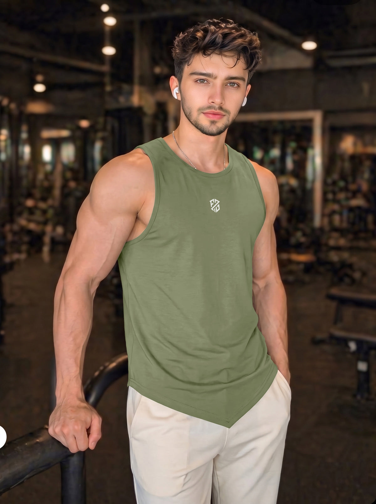 Men’s Performance Gym Tank Top – Light Green