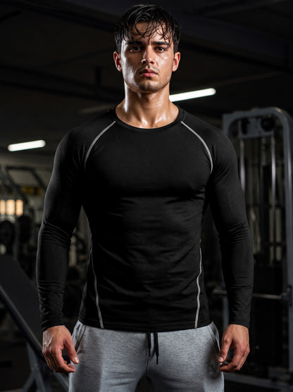 Men’s Performance Long Sleeve Gym T-Shirt – Stealth Black