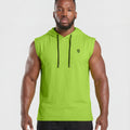 Men's Lime Green Sleeveless Hooded T-Shirt | Slim Fit Gym Wear & Activewear Vest