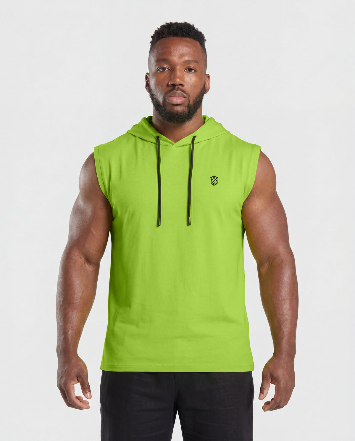 Men's Lime Green Sleeveless Hooded T-Shirt | Slim Fit Gym Wear & Activewear Vest