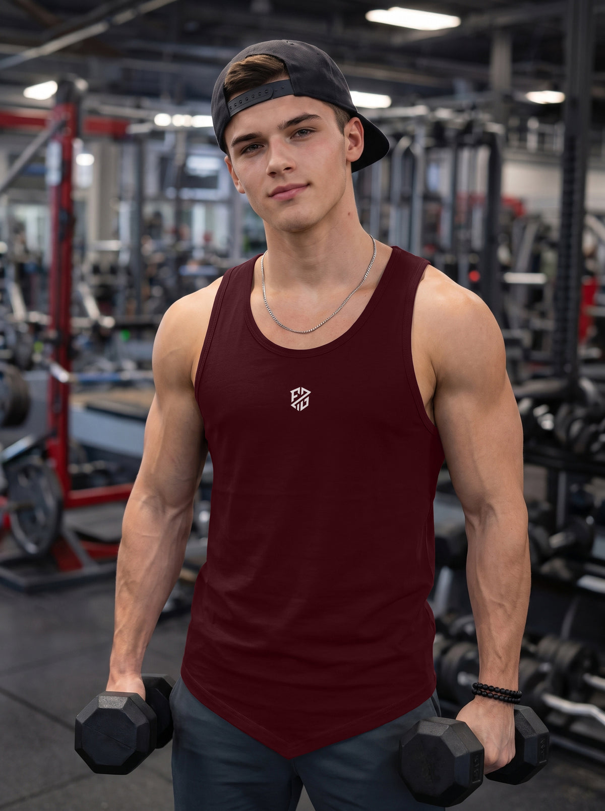 Men’s Performance Gym Tank Top – Deep Maroon