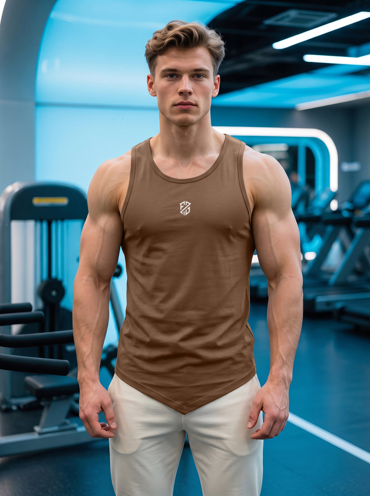 Men’s Performance Gym Tank Top – Mocha Brown