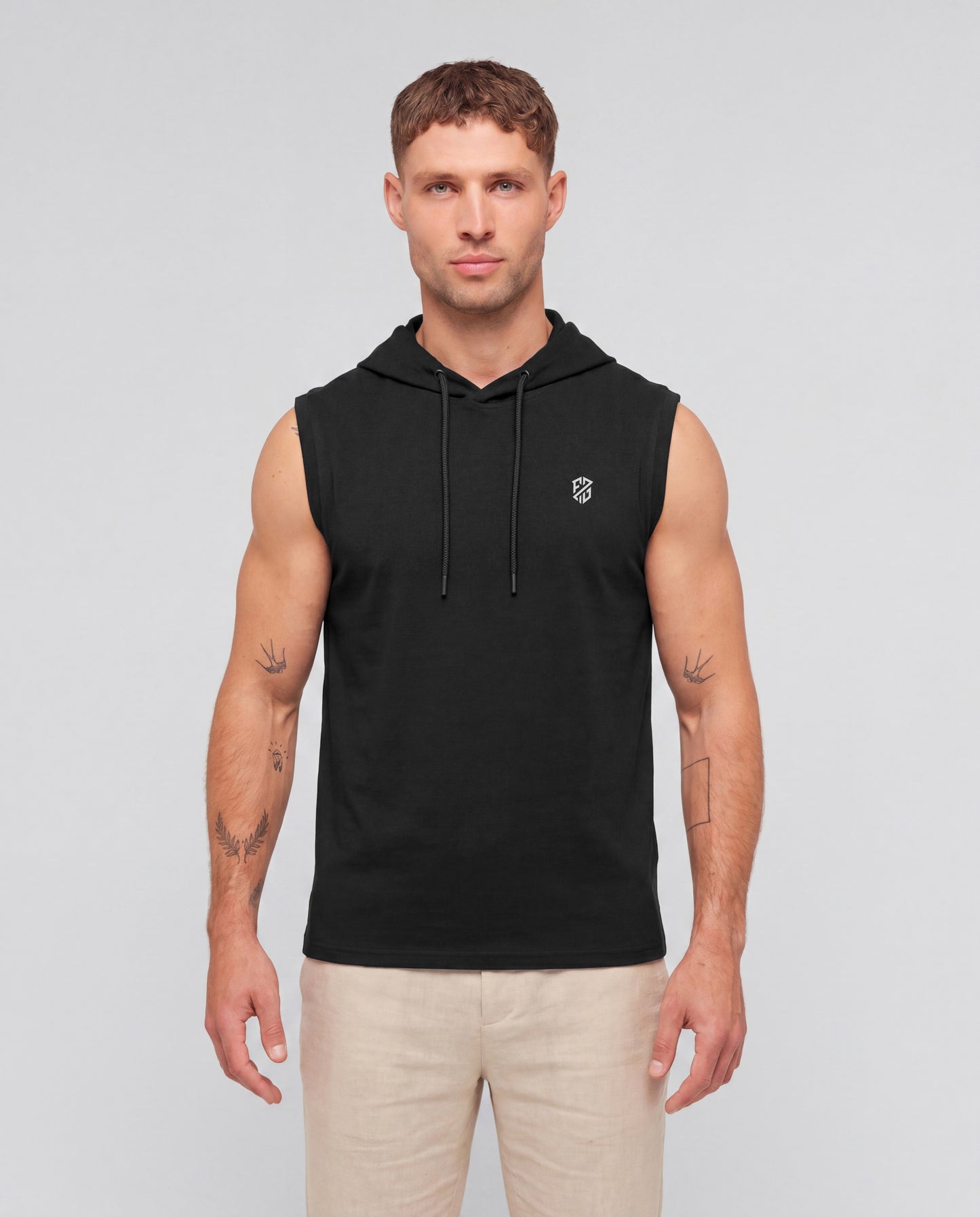 Men's Premium Black Sleeveless Hooded T-Shirt | Casual Slim Fit Gym & Streetwear Vest