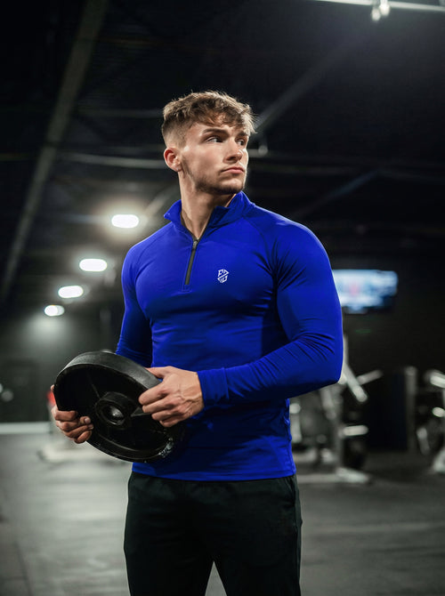 Men’s Performance 1/4 Zip Long Sleeve Gym Pullover – Royal Blue