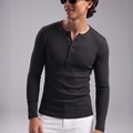 Men's Jet Black Henley Top