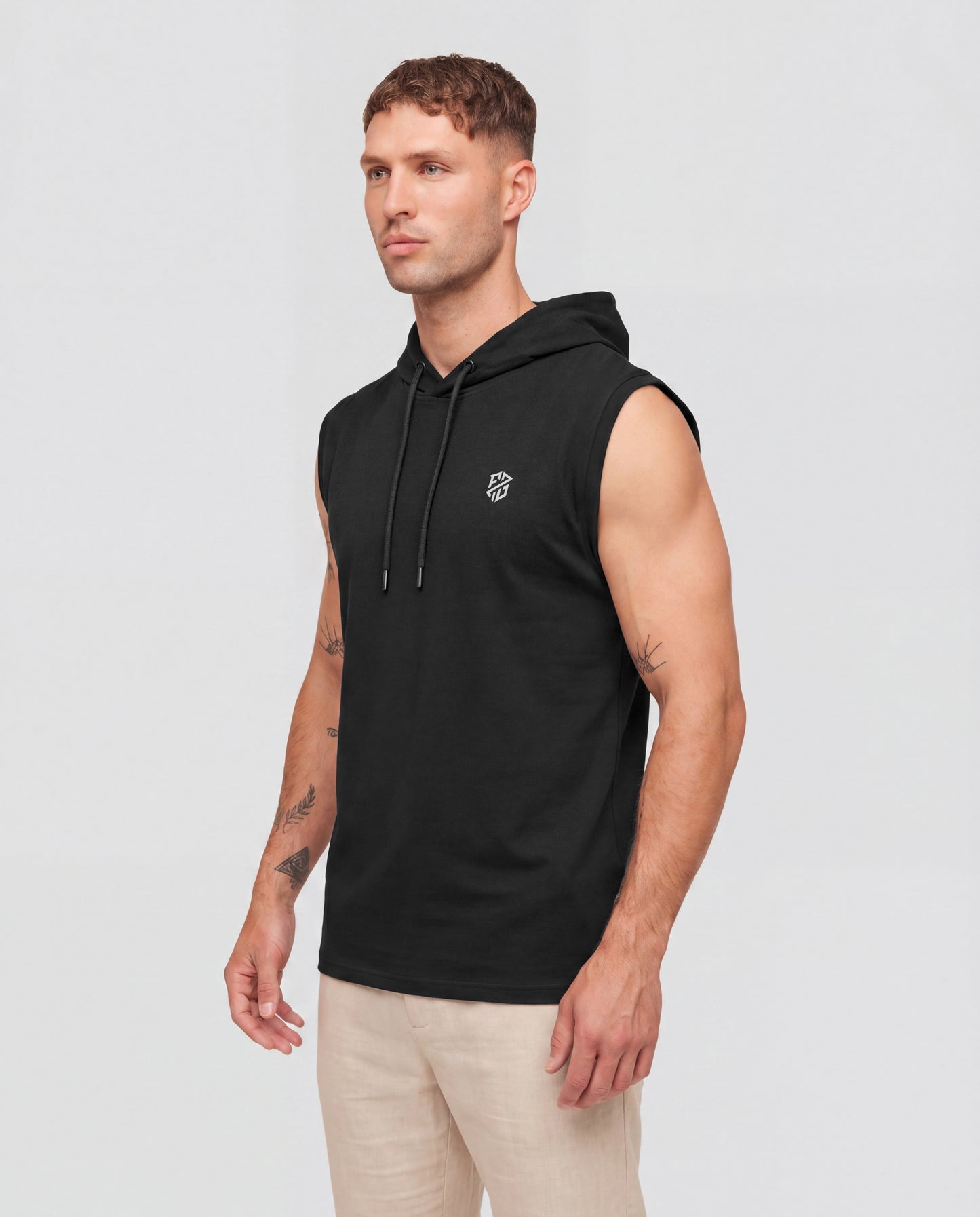 Men's Premium Black Sleeveless Hooded T-Shirt | Casual Slim Fit Gym & Streetwear Vest