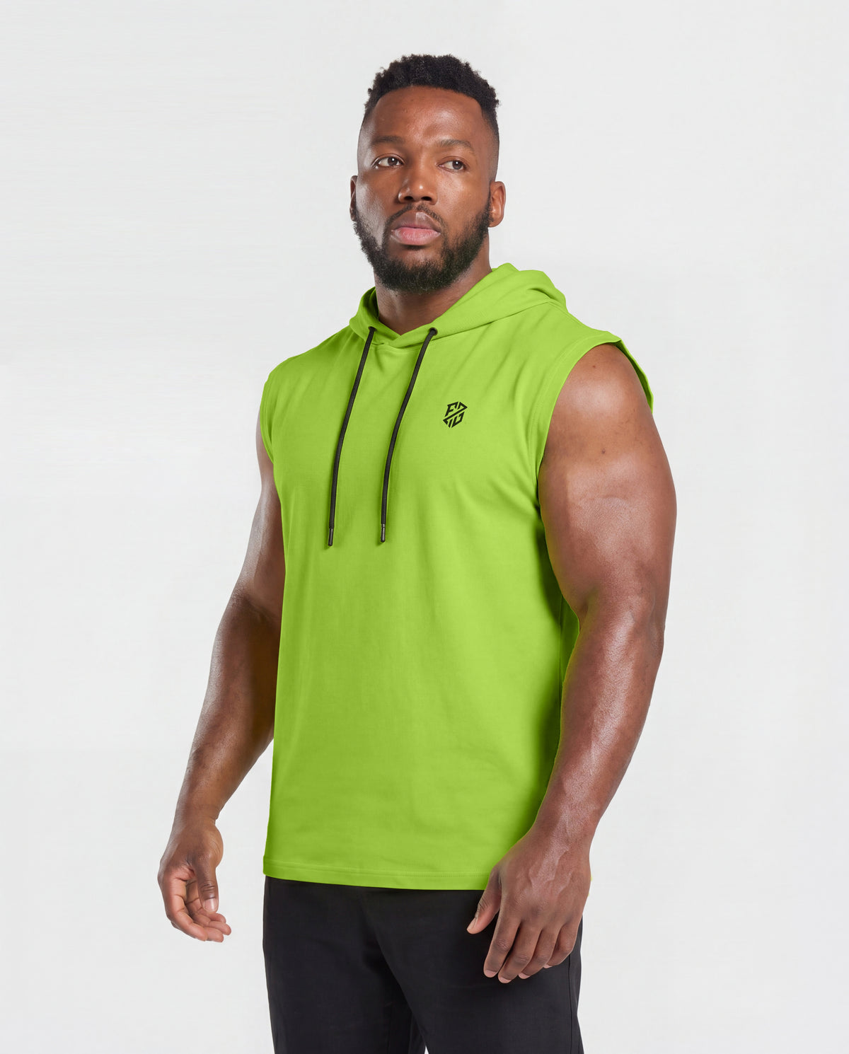 Men's Lime Green Sleeveless Hooded T-Shirt | Slim Fit Gym Wear & Activewear Vest