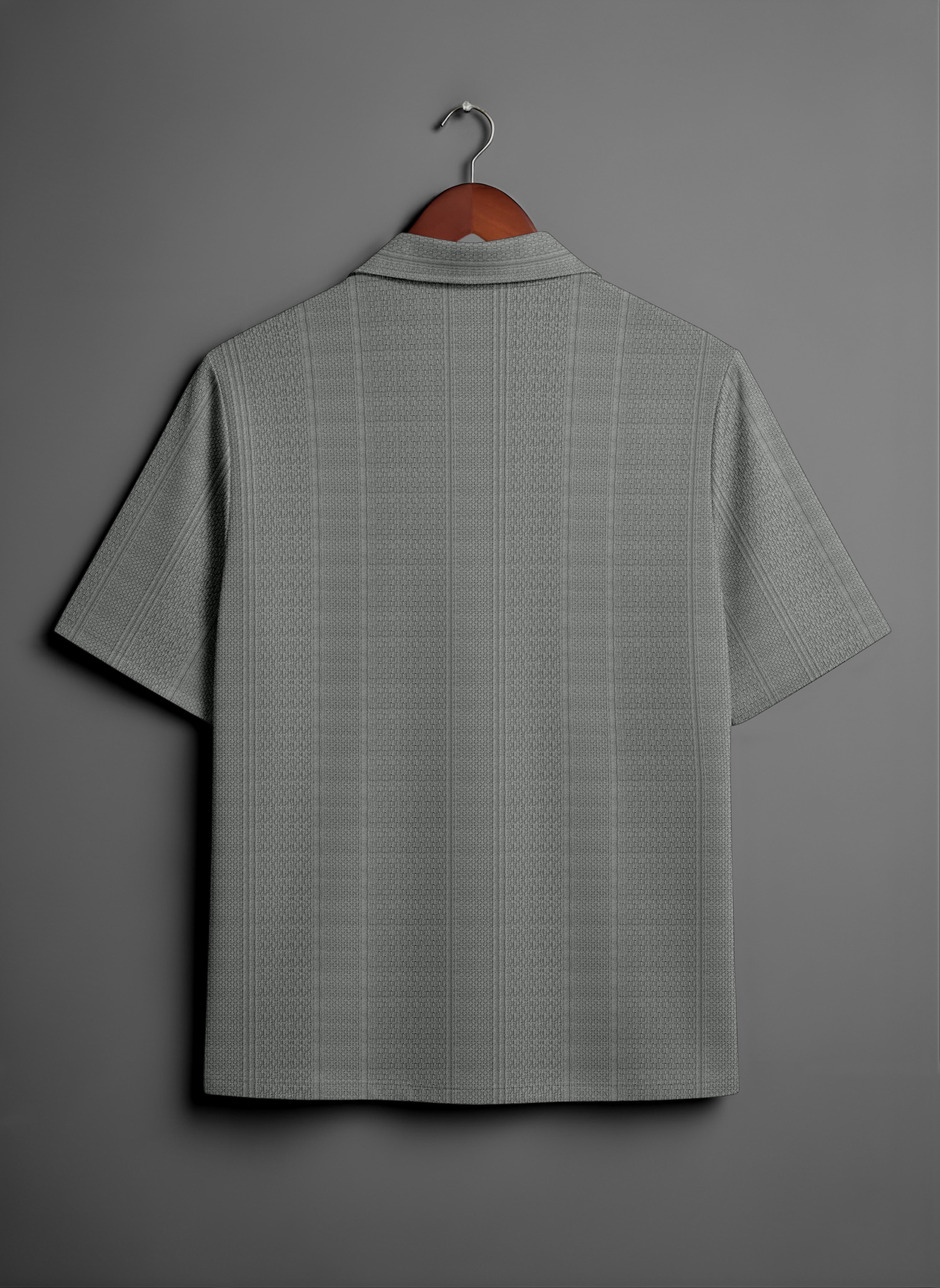 Men’s Dark Grey Half-Sleeve Shirt – Smooth Cotton Sateen