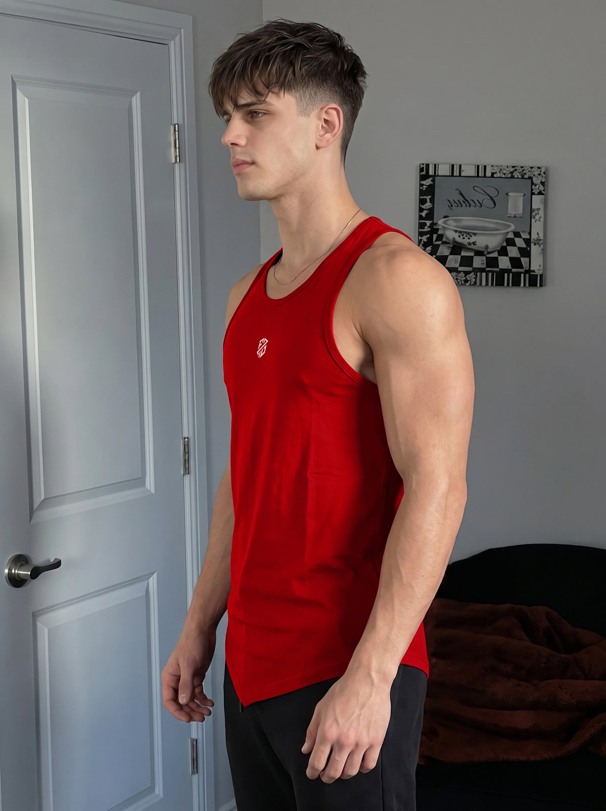 Men’s Performance Gym Tank Top – Crimson Red