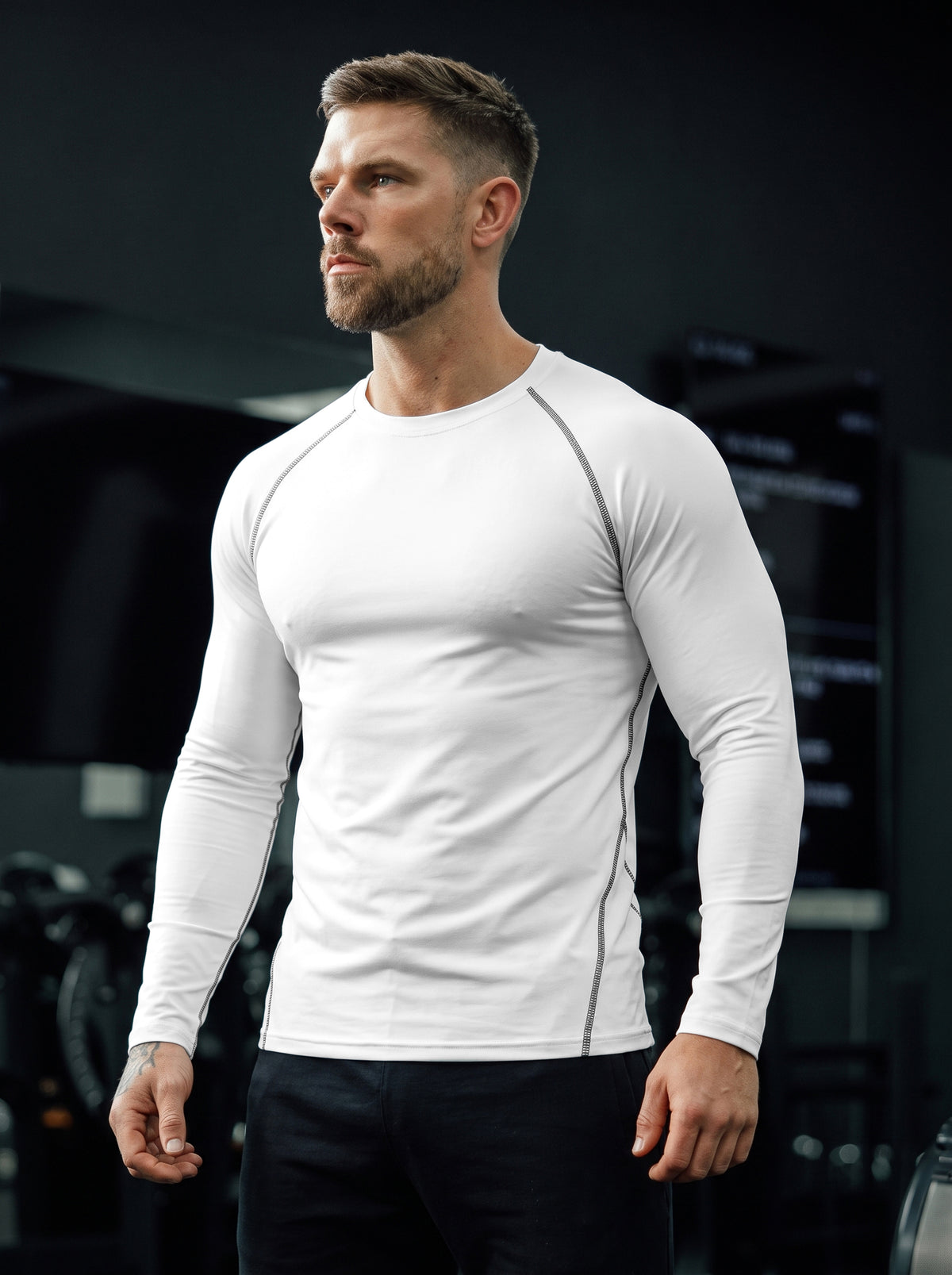 Men’s Performance Long Sleeve Compression T-Shirt – White
