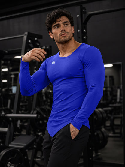Men's Royal Blue Full Sleeve Muscle-Fit Gym T-Shirt