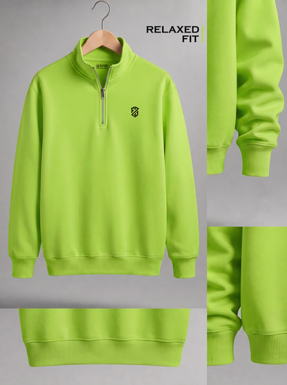 Men's Neon Green Quarter Zip Sweatshirt