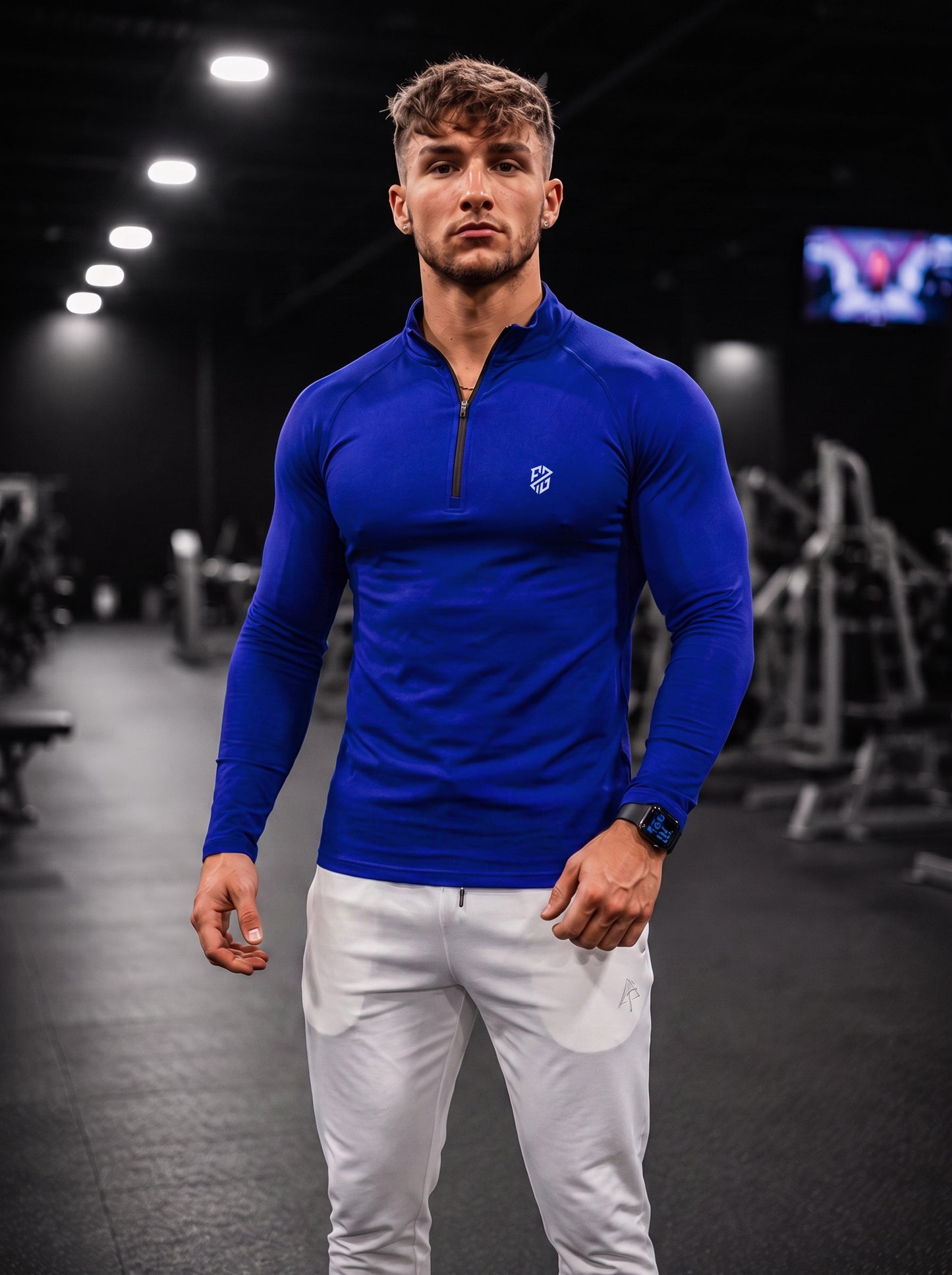 Men’s Performance 1/4 Zip Long Sleeve Gym Pullover – Royal Blue