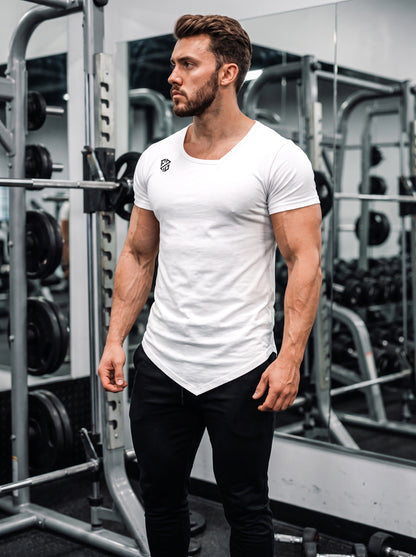 Men's White Muscle-Fit Gym T-Shirt