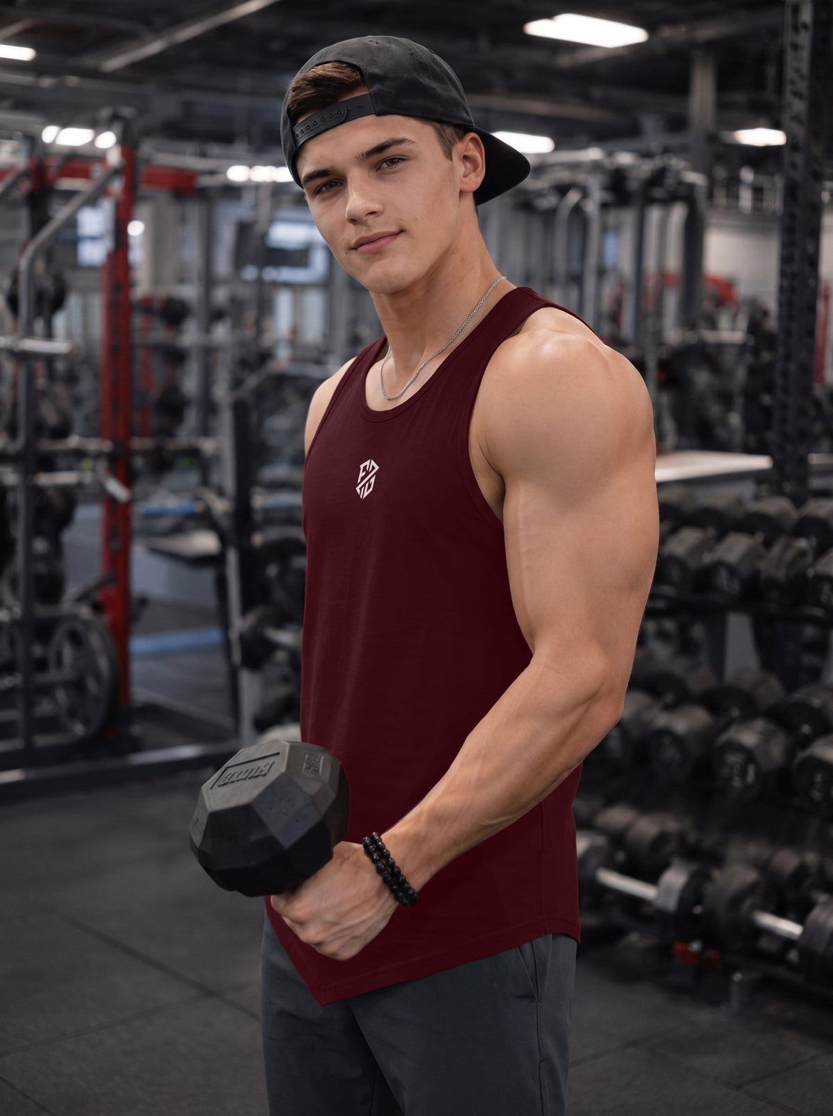 Men’s Performance Gym Tank Top – Deep Maroon