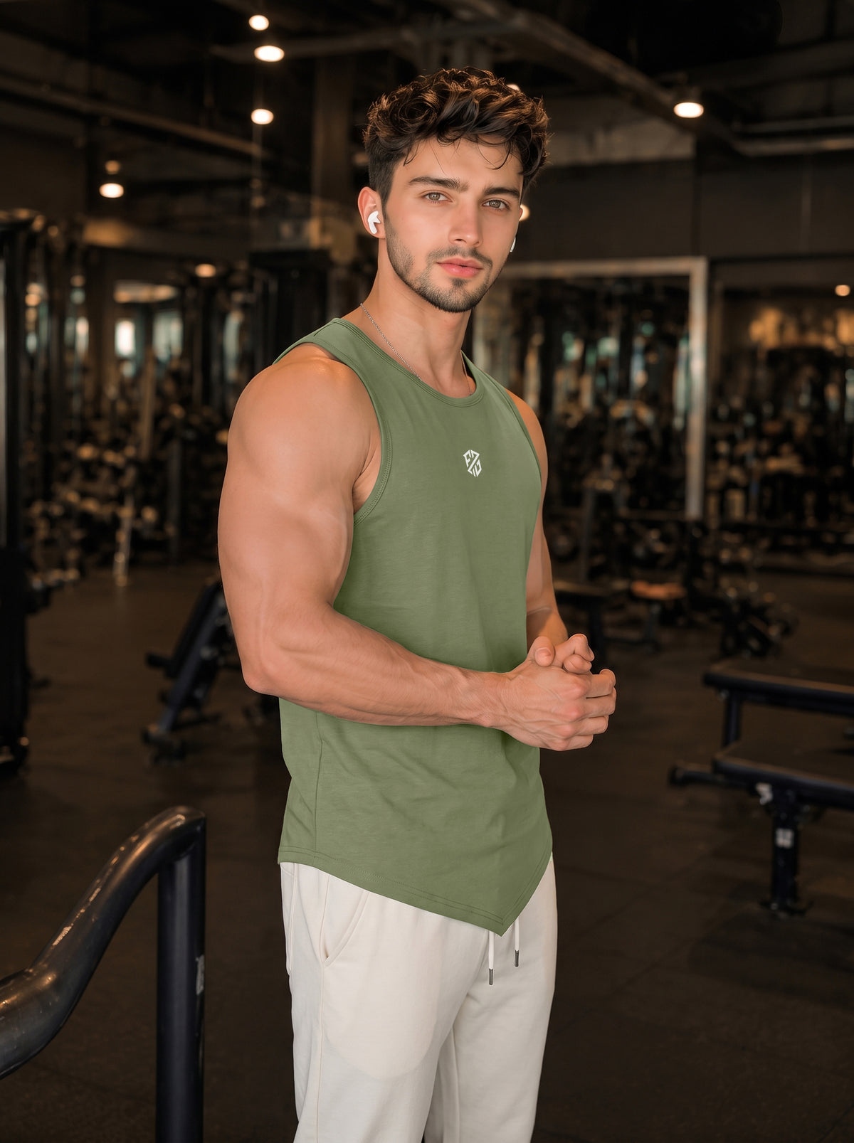 Men’s Performance Gym Tank Top – Light Green