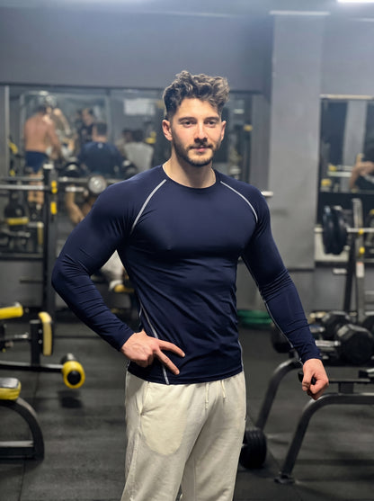 Men’s Performance Long Sleeve Gym T-Shirt – Navy Blue