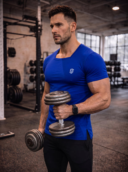 Men's Royal Blue Square-Neck Muscle-Fit Gym T-Shirt