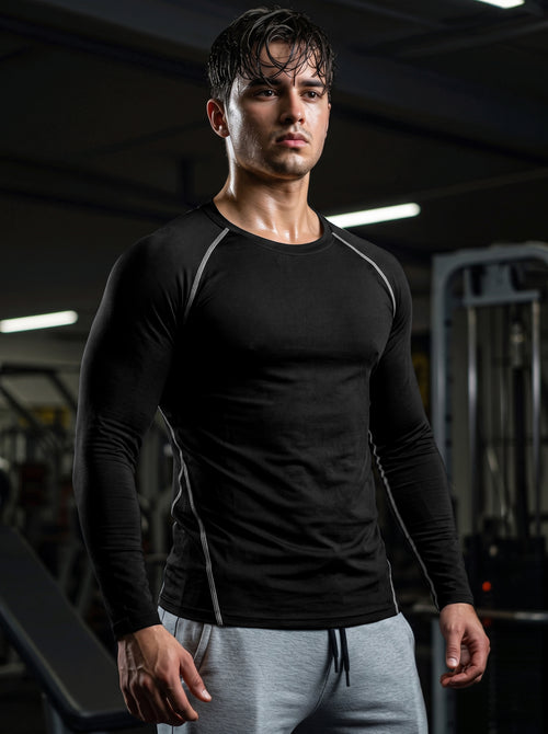 Men’s Performance Long Sleeve Gym T-Shirt – Stealth Black