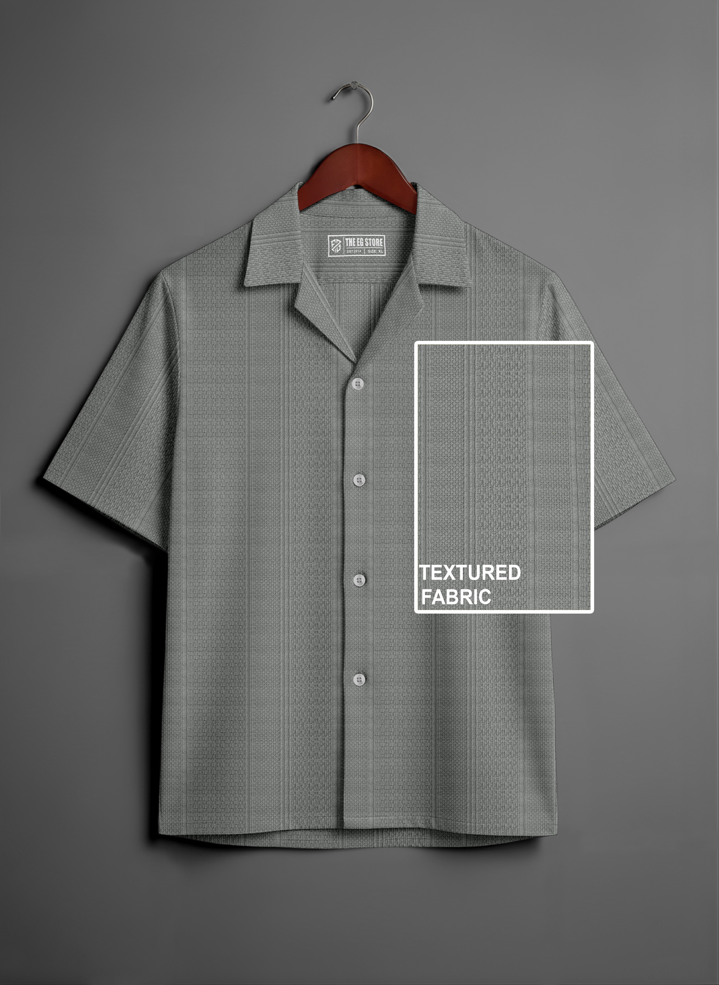 Men’s Dark Grey Half-Sleeve Shirt – Smooth Cotton Sateen