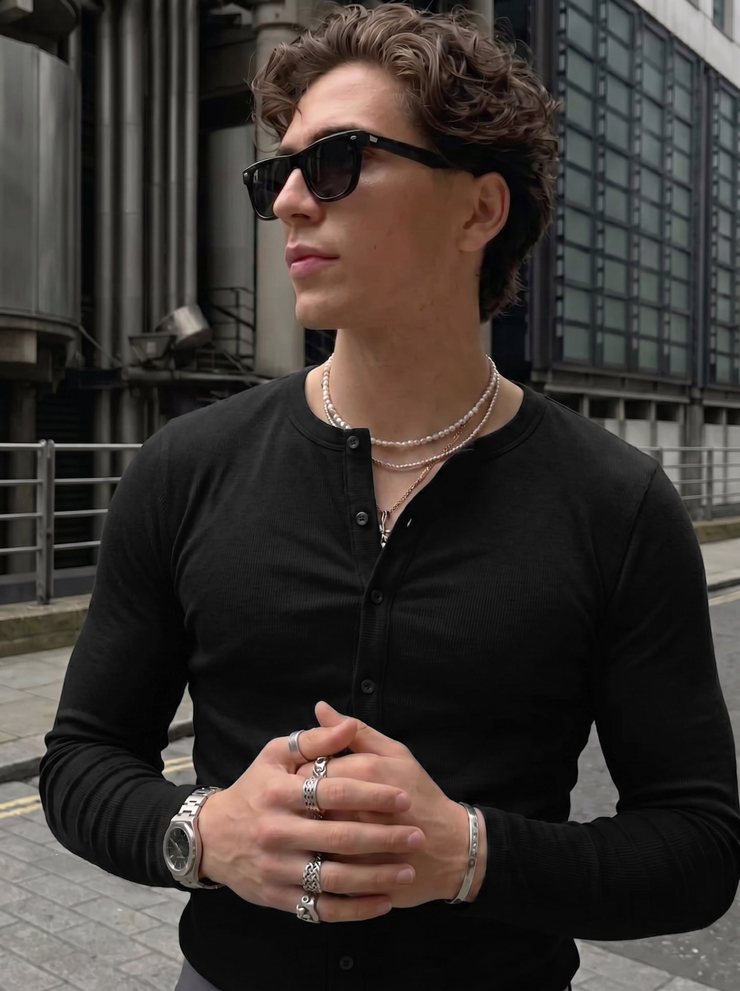 Men's Signature Jet Black Pure Cotton Ribbed Casual Shirt