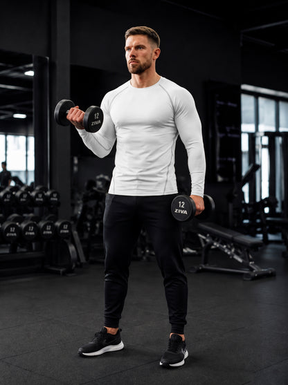 Men’s Performance Long Sleeve Compression T-Shirt – White
