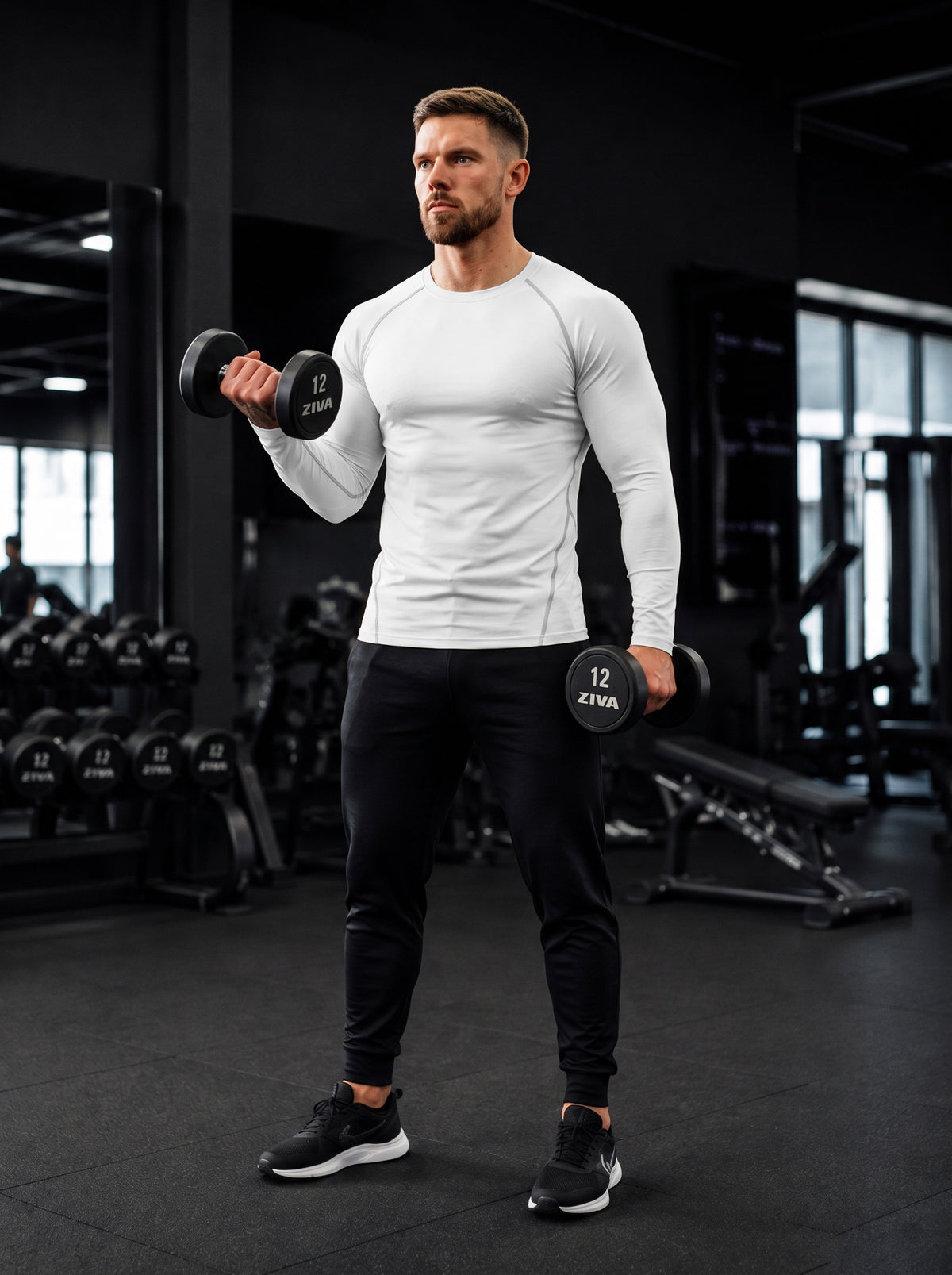 Men’s Performance Long Sleeve Compression T-Shirt – White