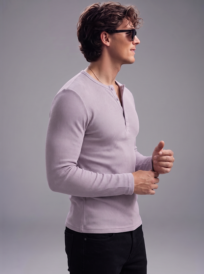 The Pastel Essential – Men’s Soft Lavender Henley