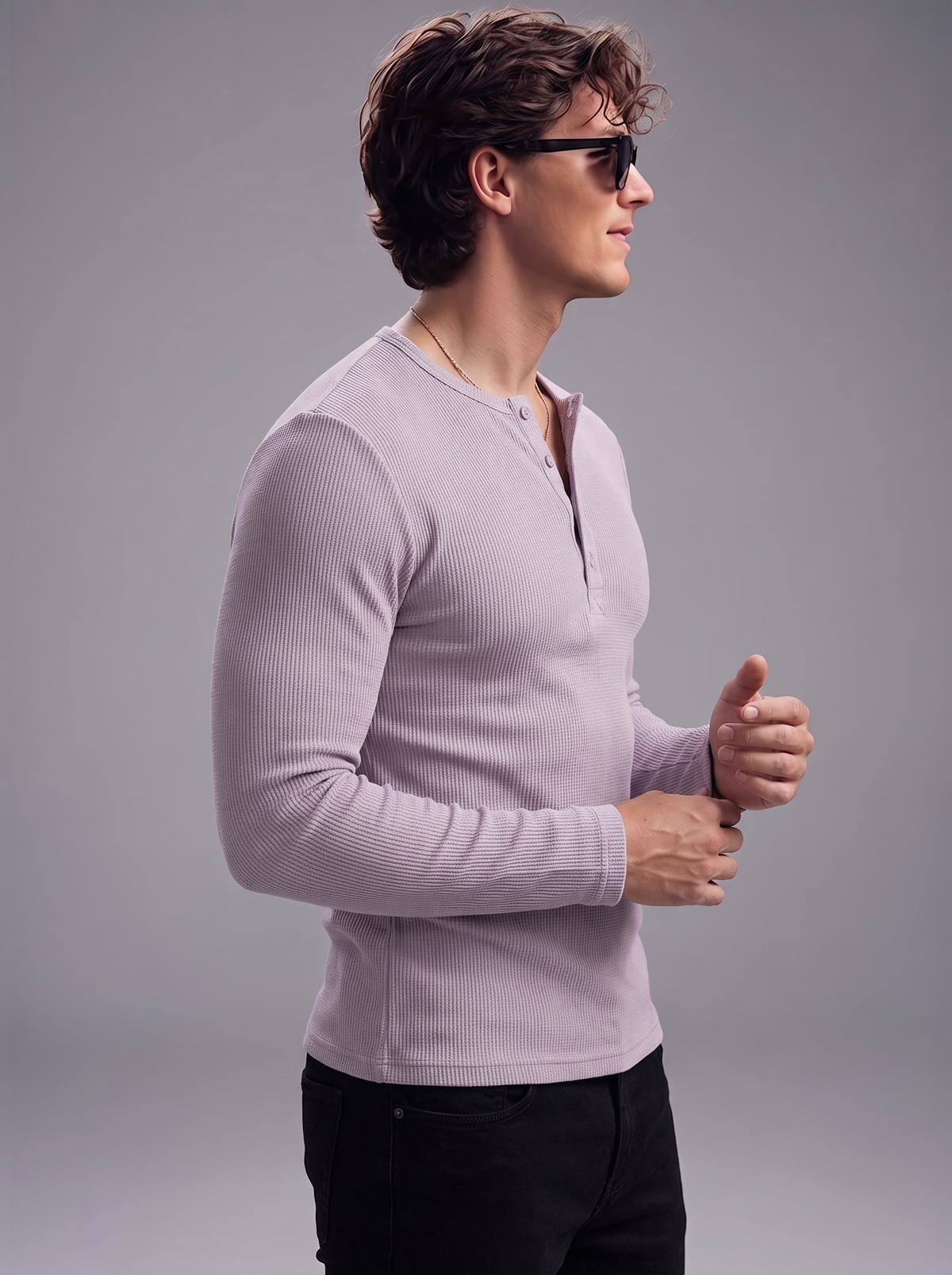 The Pastel Essential – Men’s Soft Lavender Henley