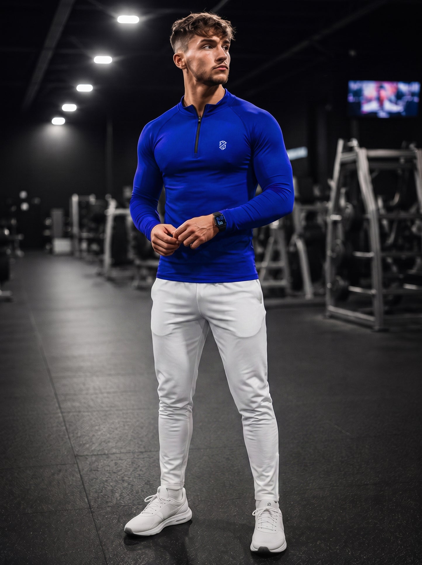 Men’s Performance 1/4 Zip Long Sleeve Gym Pullover – Royal Blue