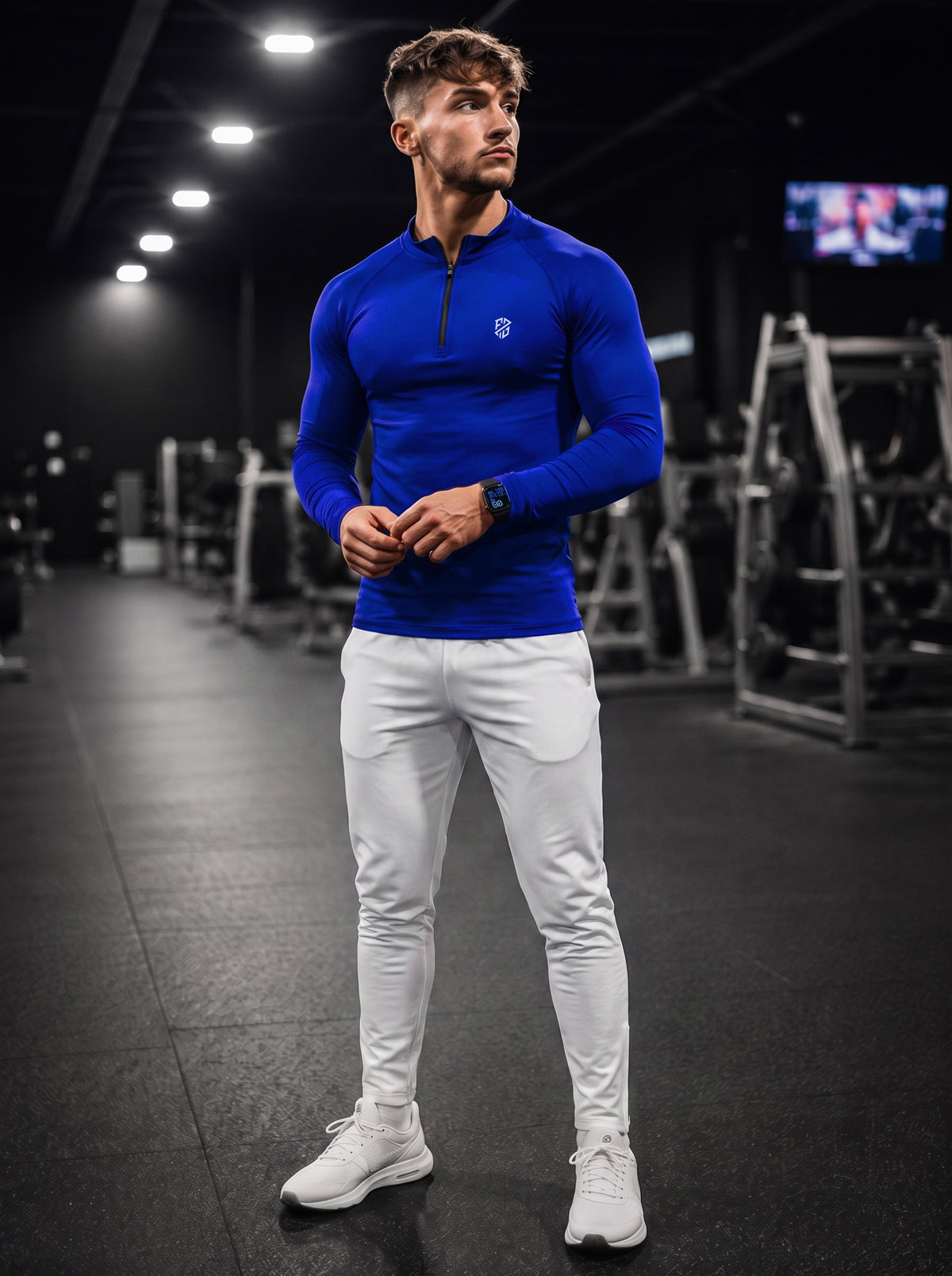 Men’s Performance 1/4 Zip Long Sleeve Gym Pullover – Royal Blue