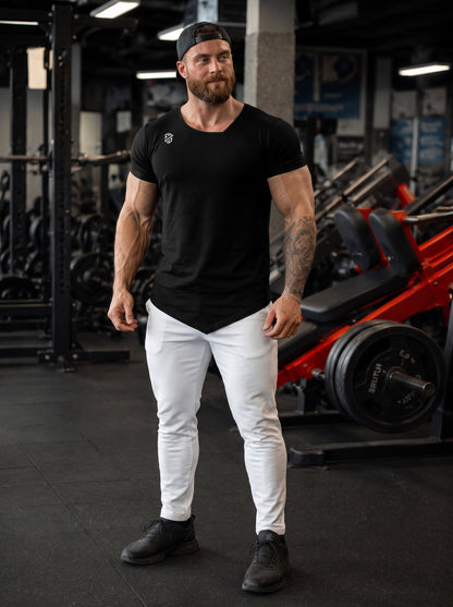 Men's Black V-Cut Hem Workout T-Shirt