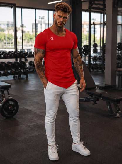 Men's Red Muscle-Fit Gym T-Shirt