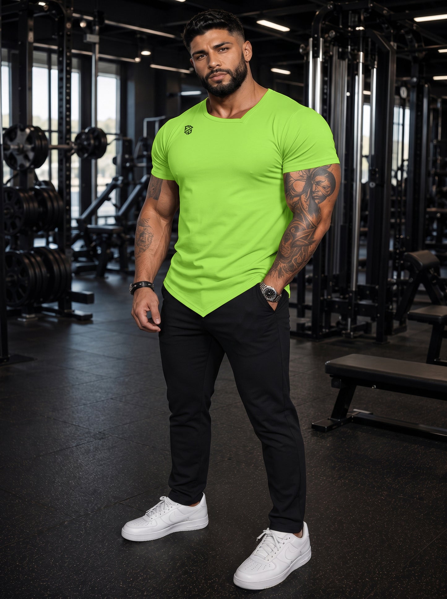 Men's Kiwi Green Muscle-Fit Gym T-Shirt