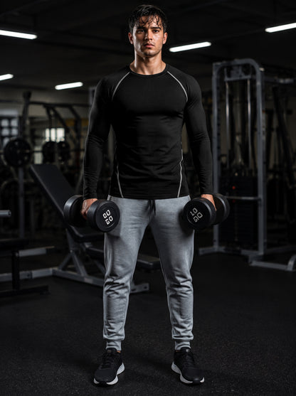 Men’s Performance Long Sleeve Gym T-Shirt – Stealth Black